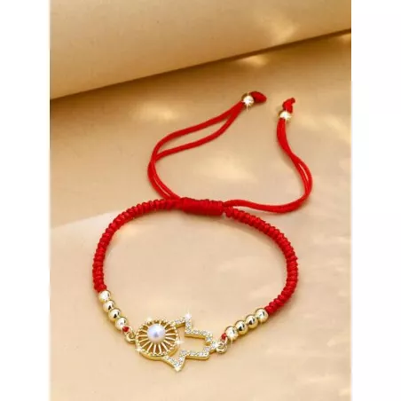 1 pieza pulsera de cadena con detalle de mano de Hamsa para mujer, para la vida diaria, joyería de cobre, zirconia cúbica de cob