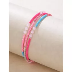 1 pieza Pulsera con cuenta bohemio de color combinado a capas para mujeres para vacación