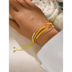 1 pieza Pulsera con cuenta bohemio de color combinado a capas para mujeres para vacación