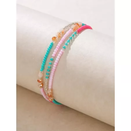 1 pieza Pulsera con cuenta bohemio de color combinado a capas para mujeres para vacación