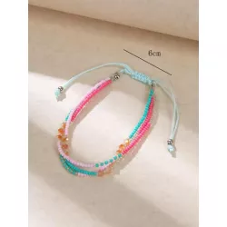 1 pieza Pulsera con cuenta bohemio de color combinado a capas para mujeres para vacación