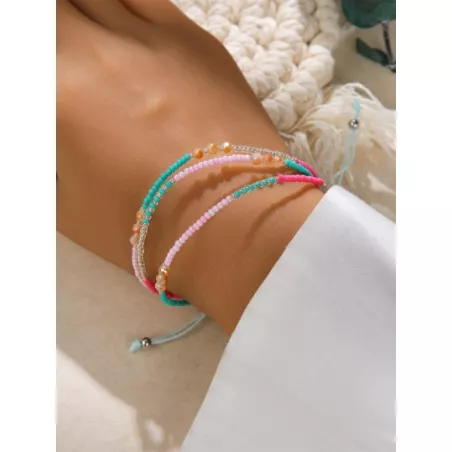 1 pieza Pulsera con cuenta bohemio de color combinado a capas para mujeres para vacación