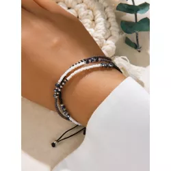 1 pieza Pulsera con cuenta bohemio de color combinado a capas para mujeres para vacación