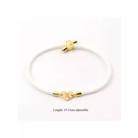 1 pieza de acero inoxidable con corazón inicial Pulsera Mujer Cuerda ajustable Pulsera para mujeres