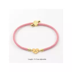 1 pieza de acero inoxidable con corazón inicial Pulsera Mujer Cuerda ajustable Pulsera para mujeres