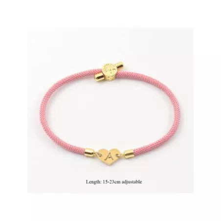 1 pieza de acero inoxidable con corazón inicial Pulsera Mujer Cuerda ajustable Pulsera para mujeres