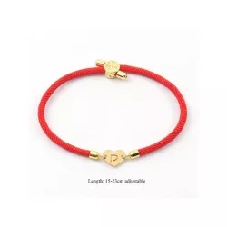 1 pieza de acero inoxidable con corazón inicial Pulsera Mujer Cuerda ajustable Pulsera para mujeres