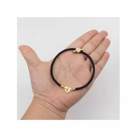 1 pieza de acero inoxidable con corazón inicial Pulsera Mujer Cuerda ajustable Pulsera para mujeres