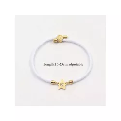 1 pieza Pulsera de cuerda clásico de acero inoxidable con estrella inicial ajustable de colores para mujeres