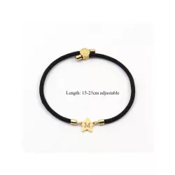 1 pieza Pulsera de cuerda clásico de acero inoxidable con estrella inicial ajustable de colores para mujeres