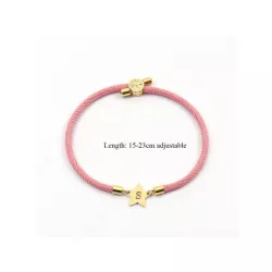 1 pieza Pulsera de cuerda clásico de acero inoxidable con estrella inicial ajustable de colores para mujeres