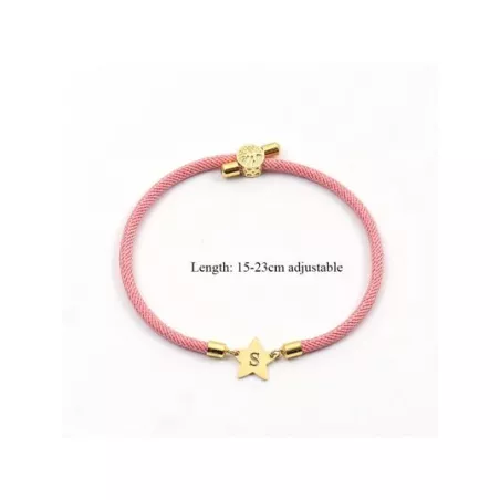 1 pieza Pulsera de cuerda clásico de acero inoxidable con estrella inicial ajustable de colores para mujeres