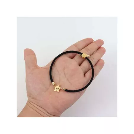 1 pieza Pulsera de cuerda clásico de acero inoxidable con estrella inicial ajustable de colores para mujeres