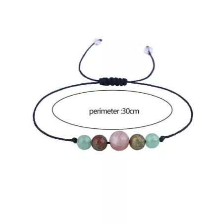 1 pieza Pulsera de cuerda & piedra verde con cuenta para mujeres regalo