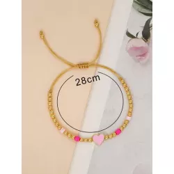 1 pieza Pulsera de cuerda moda aleación de cobre con adorno de corazón para mujeres para decoración diaria
