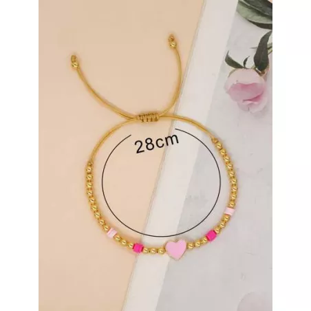 1 pieza Pulsera de cuerda moda aleación de cobre con adorno de corazón para mujeres para decoración diaria