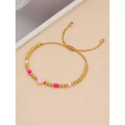 1 pieza Pulsera de cuerda moda aleación de cobre con adorno de corazón para mujeres para decoración diaria