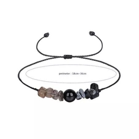 1 pieza Pulsera de cuerda piedra & artificial cuentas de cristal copo de nieve obsidiana para mujeres regalo