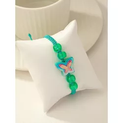 1 pieza Pulsera moda poliresina con mariposa & con diseño de cuenta para mujeres para decoración diaria
