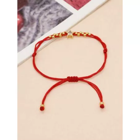 1 pieza Pulsera de cuerda de moda con diamante de imitación con estrella & con diseño de cuenta para mujeres para decoración dia