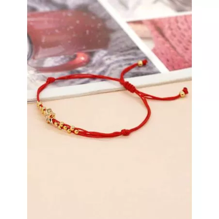 1 pieza Pulsera de cuerda de moda con diamante de imitación con estrella & con diseño de cuenta para mujeres para decoración dia