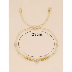 1 pieza Pulsera de cuerda de moda con diamante de imitación con estrella & con diseño de cuenta para mujeres para decoración dia