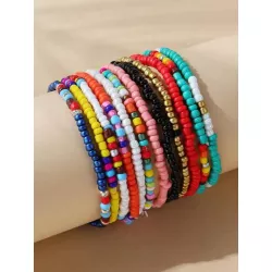 12 piezas/set Pulsera con cuenta de color combinado