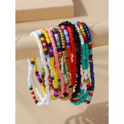 12 piezas/set Pulsera con cuenta de color combinado