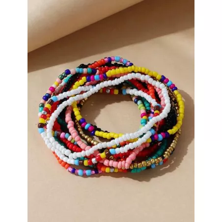 12 piezas/set Pulsera con cuenta de color combinado