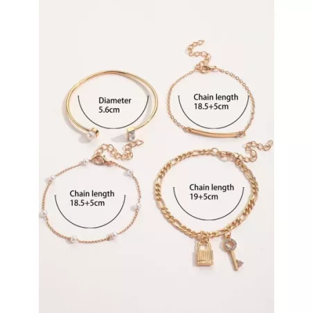 4 piezas/set Pulsera con diamante de imitación con corazón & con diseño de estrella