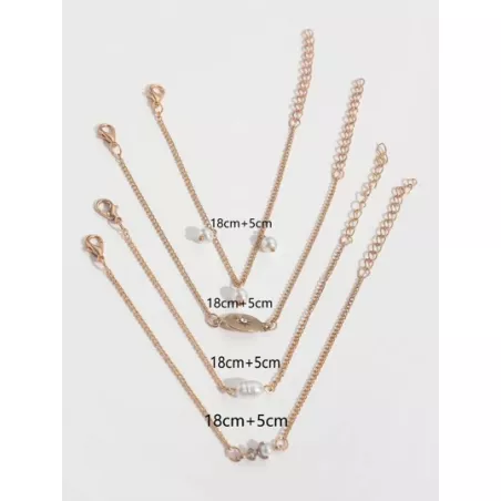 4 piezas/set Pulsera con diamante de imitación con corazón & con diseño de estrella