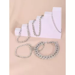 5 piezas/set Pulsera con diseño de diamante de imitación