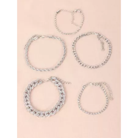 5 piezas/set Pulsera con diseño de diamante de imitación