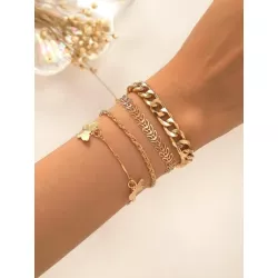 4 piezas/set Pulsera moda con mariposa & espiga de trigo adorno para mujeres para decoración diaria