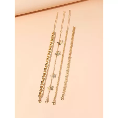 4 piezas/set Pulsera moda con mariposa & espiga de trigo adorno para mujeres para decoración diaria