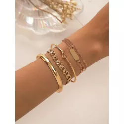 4 piezas/set Pulsera moda con nudo & con diseño geométrico para mujeres para decoración diaria