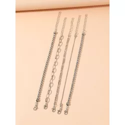 5 piezas/set Pulsera exquisito con diseño de diamante de imitación para mujeres para regalo