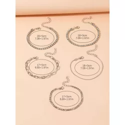 5 piezas/set Pulsera exquisito con diseño de diamante de imitación para mujeres para regalo