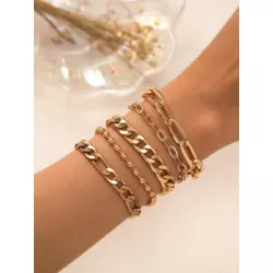 4 piezas/set Pulsera de cadena minimalista