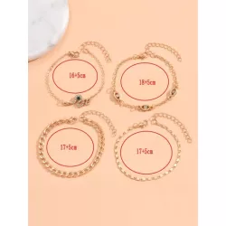 4 piezas Pulsera con diamante de imitación con diseño de serpiente