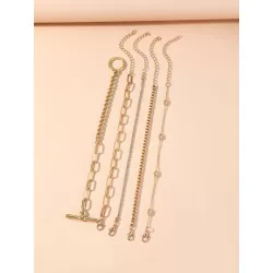 5 piezas/set Pulsera moda con diamante de imitación & con diseño de cuenta para mujeres para decoración diaria