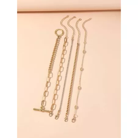 5 piezas/set Pulsera moda con diamante de imitación & con diseño de cuenta para mujeres para decoración diaria