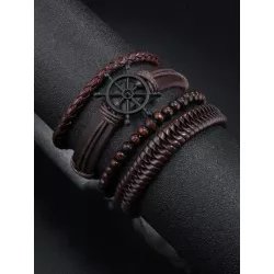 Pulsera de cuerda de moda con diseño trenzado con diseño de cuenta para hombres para decoración diaria