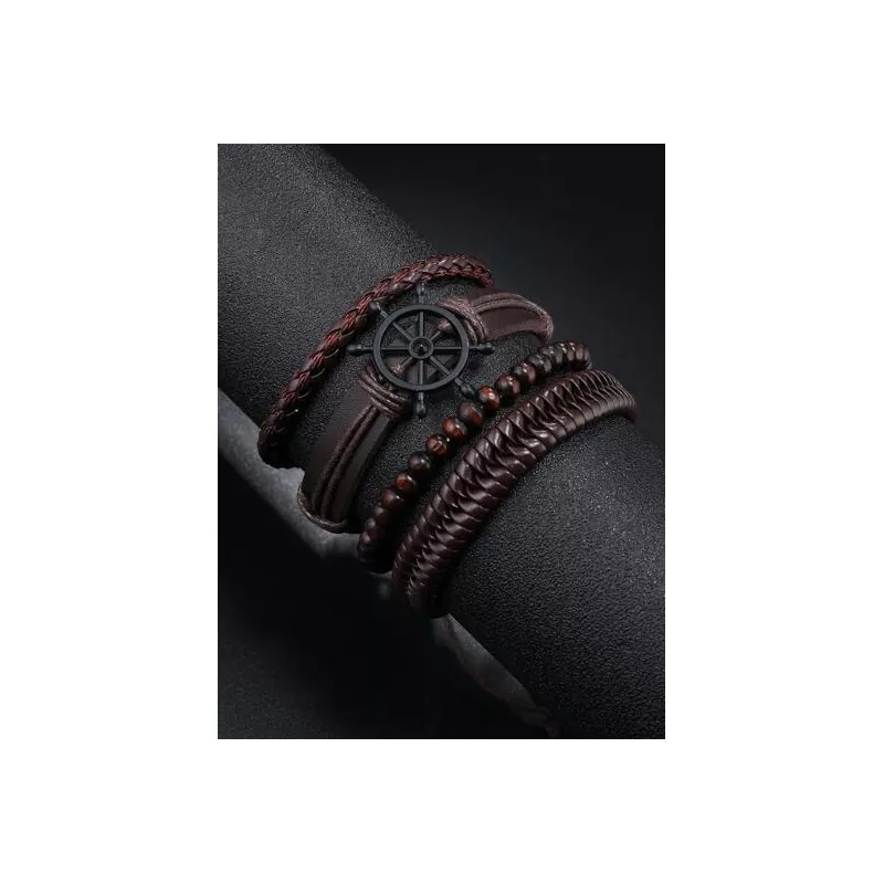 Pulsera de cuerda de moda con diseño trenzado con diseño de cuenta para hombres para decoración diaria