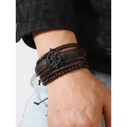 Pulsera de cuerda de moda con diseño trenzado con diseño de cuenta para hombres para decoración diaria