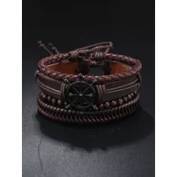 Pulsera de cuerda de moda con diseño trenzado con diseño de cuenta para hombres para decoración diaria