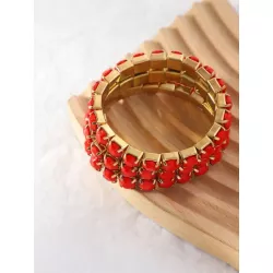 3 piezas/set Brazalete de moda con diseño de cuenta para mujeres para decoración diaria