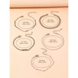 5 piezas/set Pulsera moda con letra & con diseño de perla artificial para mujeres para decoración diaria