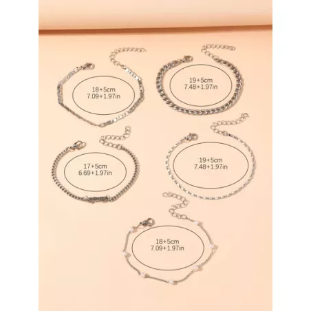 5 piezas/set Pulsera moda con letra & con diseño de perla artificial para mujeres para decoración diaria