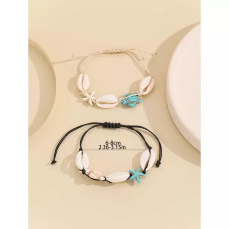 2 piezas Pulsera con diseño de concha